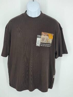 SAW Urbanity Mens L Brown Earth Graphic T-Shirt Istanbul Streetwear Oversized